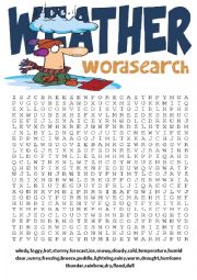 English Worksheet: Wordsearch Series 4- Weather Wordsearch and Other Vocabulary Exercises