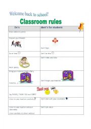 English Worksheet: Classroom rules