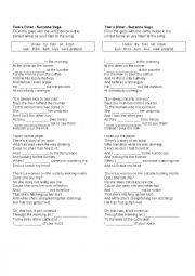 English Worksheet: Toms Diner Song Activity