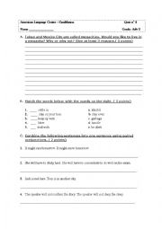 English Worksheet: quiz 