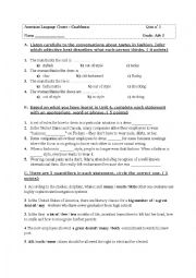 English Worksheet: Quiz 