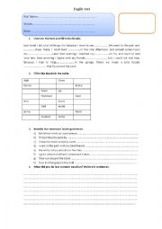 English Worksheet: simple past