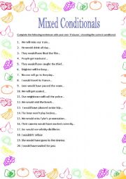 English Worksheet: MIXED CONDITIONALS