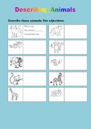 English Worksheet: describing animals