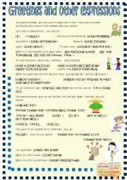 English Worksheet: greetings and other expressions : poster