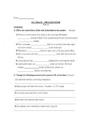 English Worksheet: 8th grade passive active