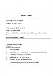 English Worksheet: Leicester Libraries