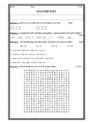 English Worksheet: Days - Months - Numbers