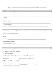 English Worksheet: quizz for future tenses