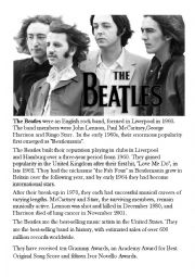 English Worksheet: The Beatles - English with Music ROCK