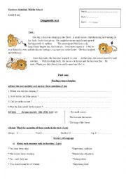 English Worksheet: test for middle elemenary