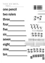 English Worksheet: Counting School supplies