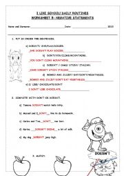 simple present tense negative statements