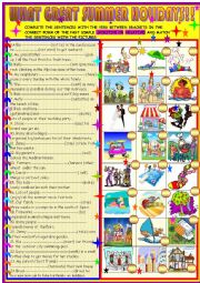 English Worksheet:  what great summer holidays!!: past simple regular , irregular, pos and neg