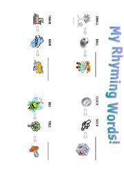 English Worksheet: Rhyming Words Fill-In