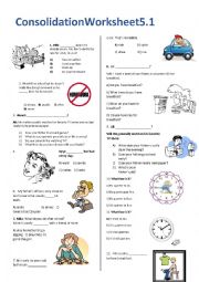 English Worksheet: Daily Routines Test