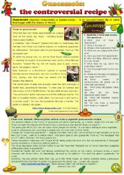 English Worksheet: Guacamole: the controversial recipe