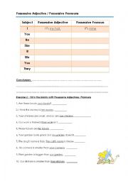 English Worksheet: Possessive Adjective / Possessive Pronouns 