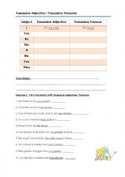 English Worksheet: Possessive Adjective / Possessive Pronouns 