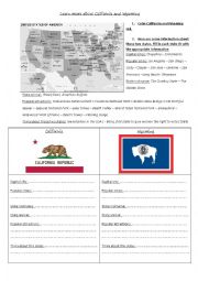 English Worksheet: Learn more about Wyoming and California