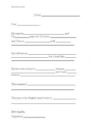 English Worksheet: A letter to the teacher. Presentation.