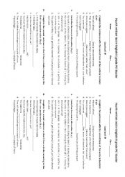 English Worksheet: test for A2 level