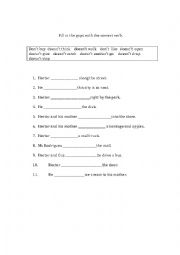 English Worksheet: prsent simple negative