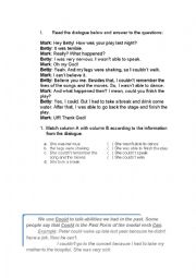 English Worksheet: Could and Be Able To
