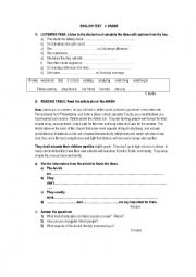 English Worksheet: english test 4th grade