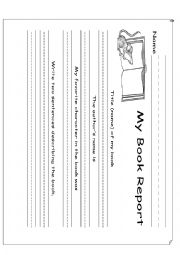 English Worksheet: Book Report First Grade