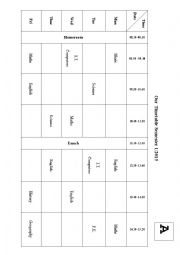 School subjects and timetable