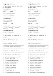 English Worksheet: Imagine by John Lennon