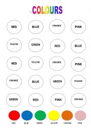 English Worksheet: Colour the circles