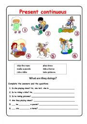 English Worksheet: Present continuous prompt
