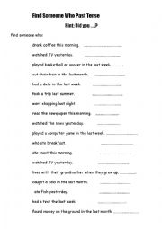 English Worksheet: find someone who