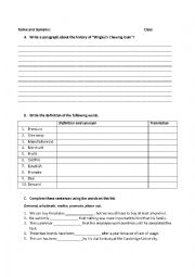 English Worksheet: Vocabulary Quiz