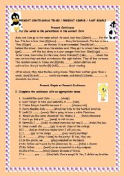 English Worksheet: REVISED TENSE REVISION ( PRESENT AND PAST TENSES) 3 PAGES WITH KEY