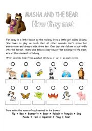 English Worksheet: Masha and the bear- Episode 1 - How they met