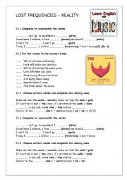 English Worksheet: Lost Frequencies - Reality worksheet