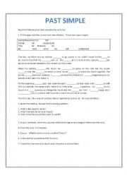 English Worksheet: Past simple activities.