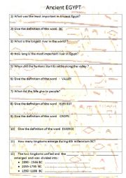 English Worksheet: Ancient Egypt - a 6 min film with tasts to do 