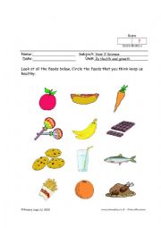 English Worksheet: Healthy Foods