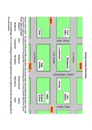 English Worksheet: Map Giving Cardinal Directions