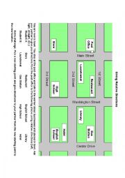 English Worksheet: Map Giving Relative Directions