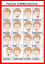 English Worksheet: FACIAL EXPRESSIONS