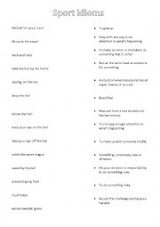 English Worksheet: Sports idioms matching exercise