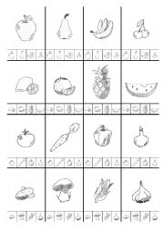 English Worksheet: 4 of a kind (quartet) - fruit & vegetables