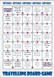 English Worksheet: Travelling Board Game