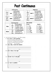 English Worksheet: Past Continuous