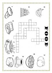 English Worksheet: FOOD CROSSWORDS